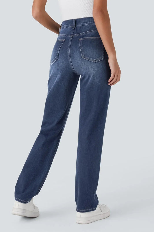 Jeans Women - Straight Cut Everyday Jeans with High Waist