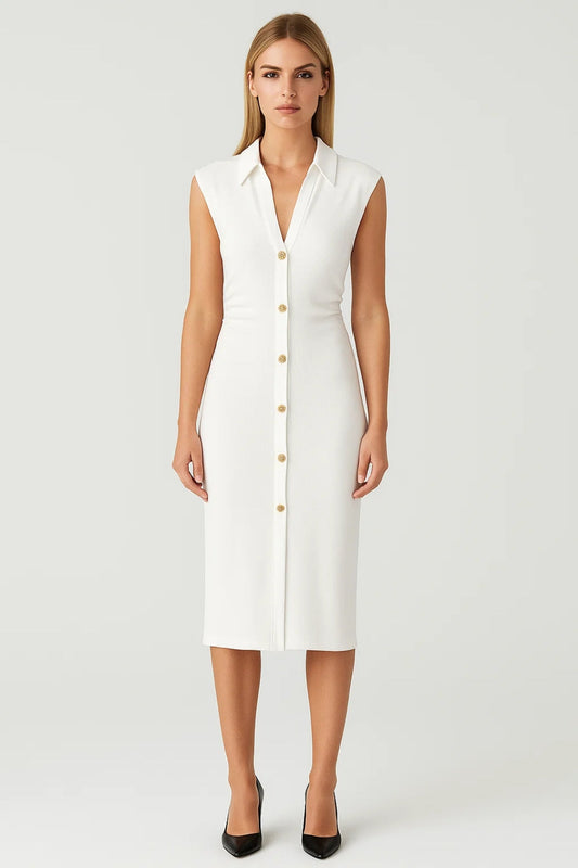 Lumi Damen Midikleid – Eleganter Schnitt mit Schlitz für Feste 3