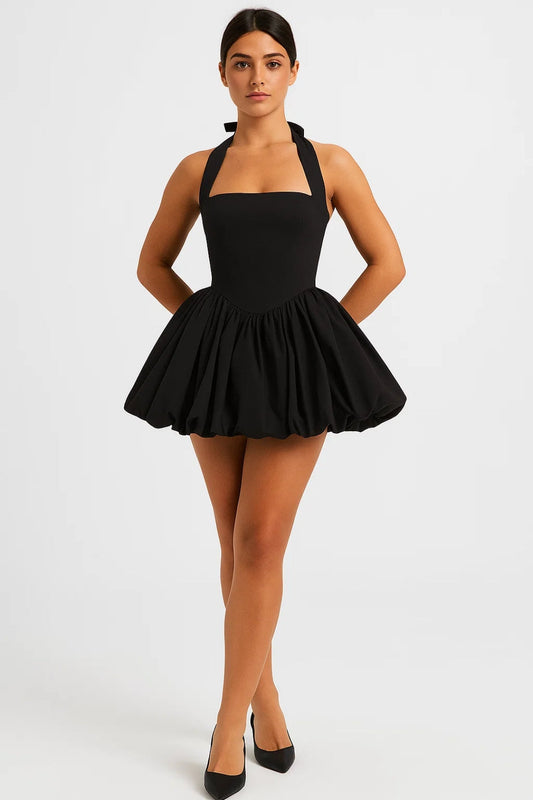Mina Damen Minikleid – Verspielt mit Neckholder und Ballrock 5
