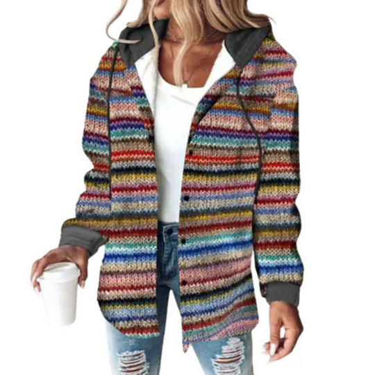 Warme Strickjacke mit Kapuze für Damen
