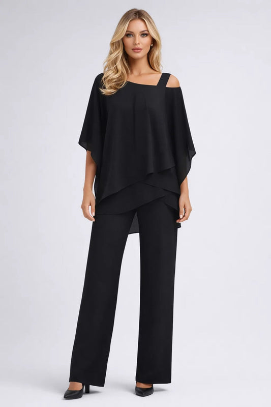 Zara Women's Elegant Set – Airy Layered Top with Chic Trousers 1
