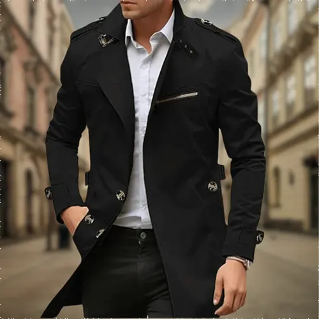 Zweireihiger Trenchcoat Hochwertiges Material für Herren