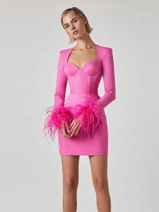 Coralie | Minikleid mit Federn für Damen
