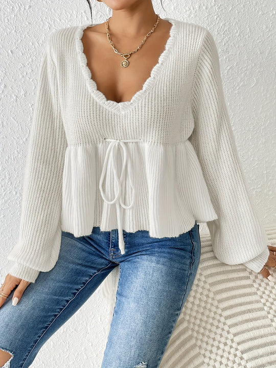 Bannette | Drawstring-Pullover mit Rüschensaum für Damen