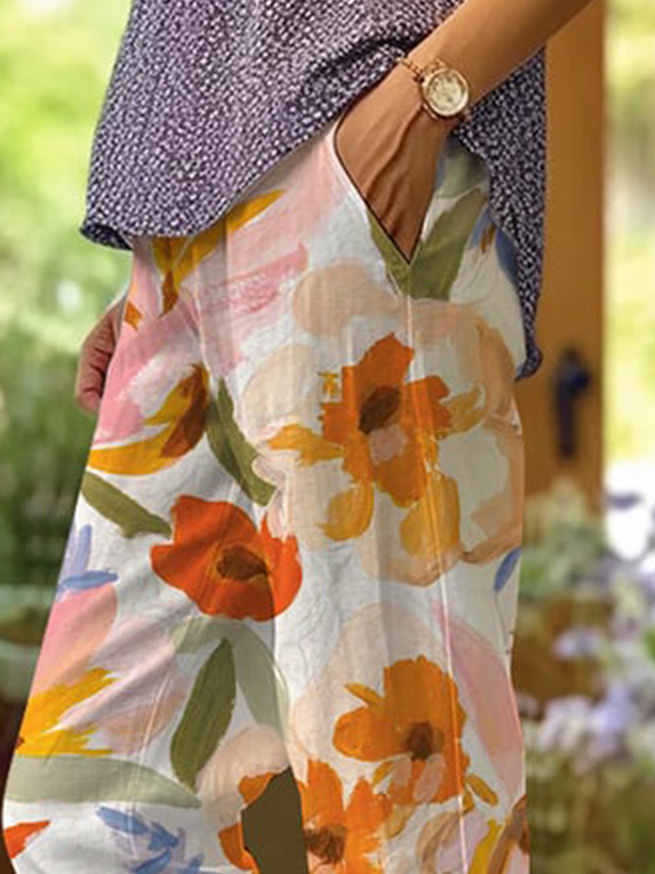 Cosima | Hose mit Blumenmuster für Damen