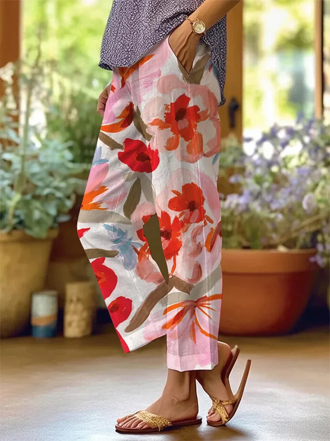 Cosima | Hose mit Blumenmuster für Damen