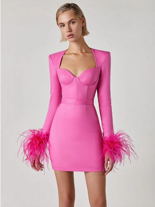 Coralie | Minikleid mit Federn für Damen