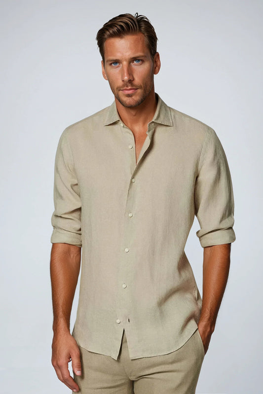 Breeze Herren Khaki-Leinenhemd – Atmungsaktiv für Elegante Sommerlooks 0