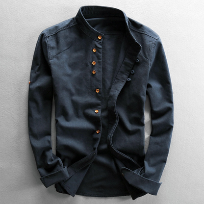 Shirt Men - Stand Casual Shirt with Collar