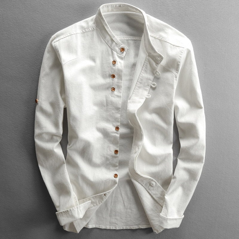 Shirt Men - Stand Casual Shirt with Collar