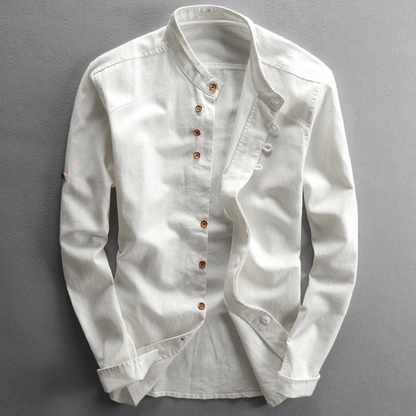 Shirt Men - Stand Casual Shirt with Collar