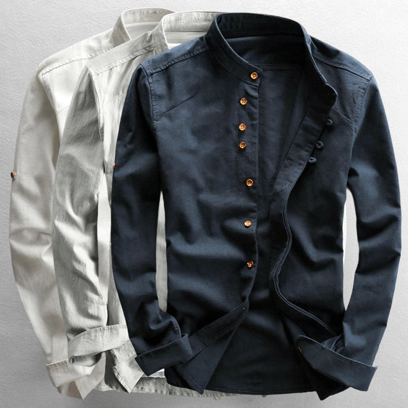 Shirt Men - Stand Casual Shirt with Collar