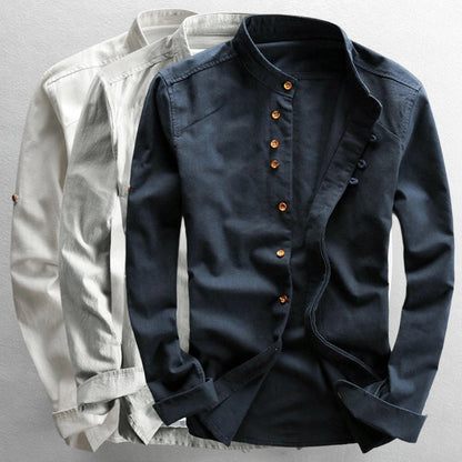 Shirt Men - Stand Casual Shirt with Collar