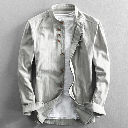 Shirt Men - Stand Casual Shirt with Collar