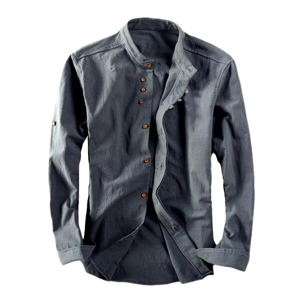 Shirt Men - Stand Casual Shirt with Collar