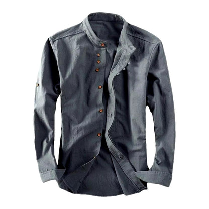 Shirt Men - Stand Casual Shirt with Collar
