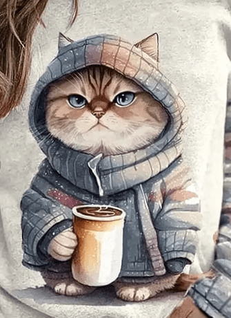 Bernharda | Verspielter Pullover mit Katzenmotiv für Damen