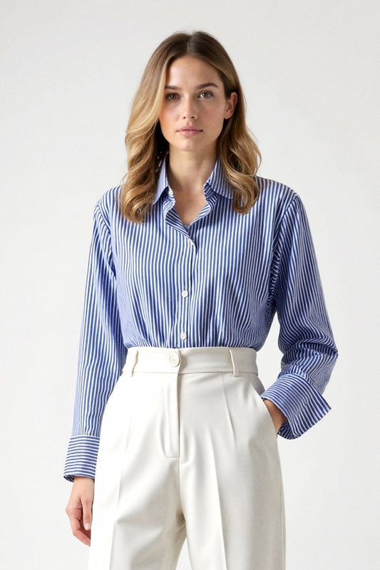 Blouse Women - Striped Long Sleeve Office Versatile
