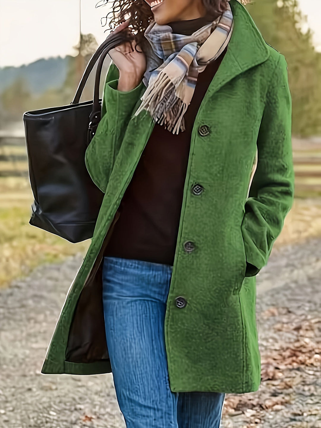 Lange Jacke mit Knopfverschluss für Damen