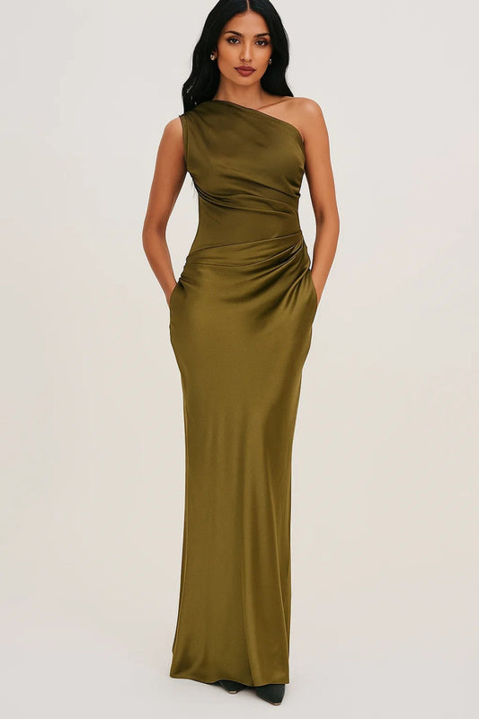 Lara Damen Maxikleid – Elegantes One-Shoulder Design für Festliche Anlässe 2
