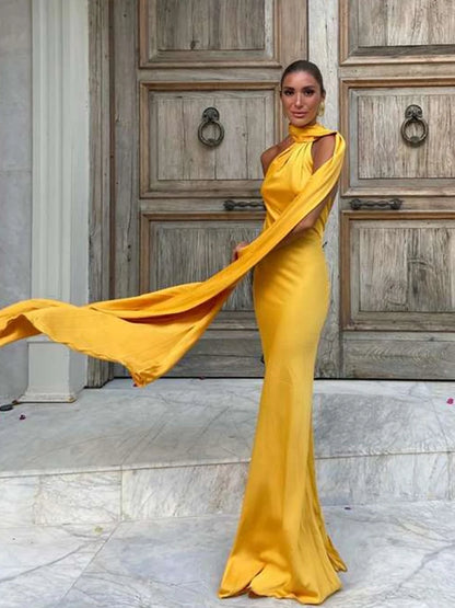 Lara Women's Elegant Satin Party Dress – Chic Halter Backless Design for Summer Weddings 2