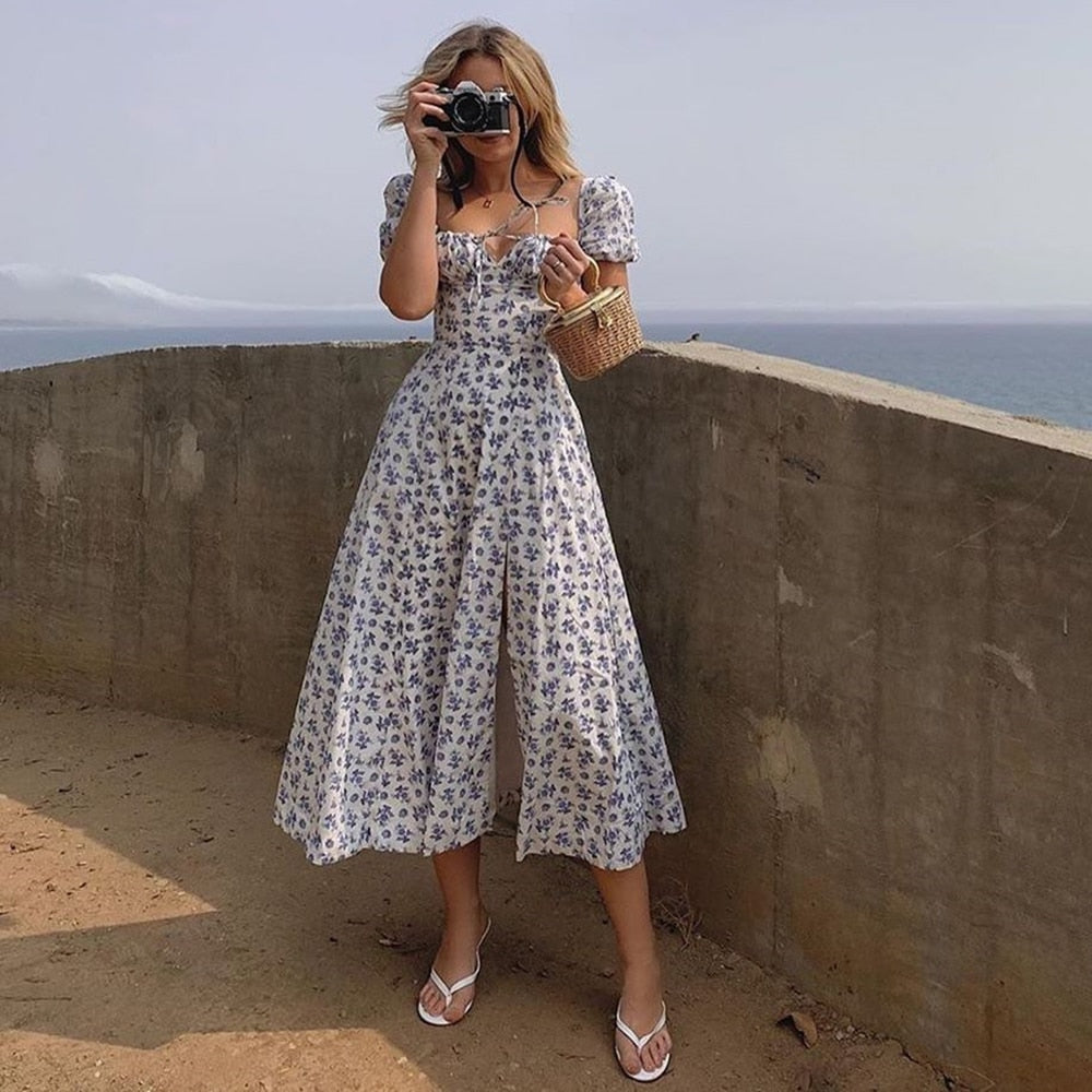 Lina Damen Midi Kleid – Romantische Puffärmel für Eleganz im Sommer 5