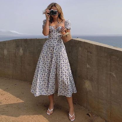 Lina Damen Midi Kleid – Romantische Puffärmel für Eleganz im Sommer 5