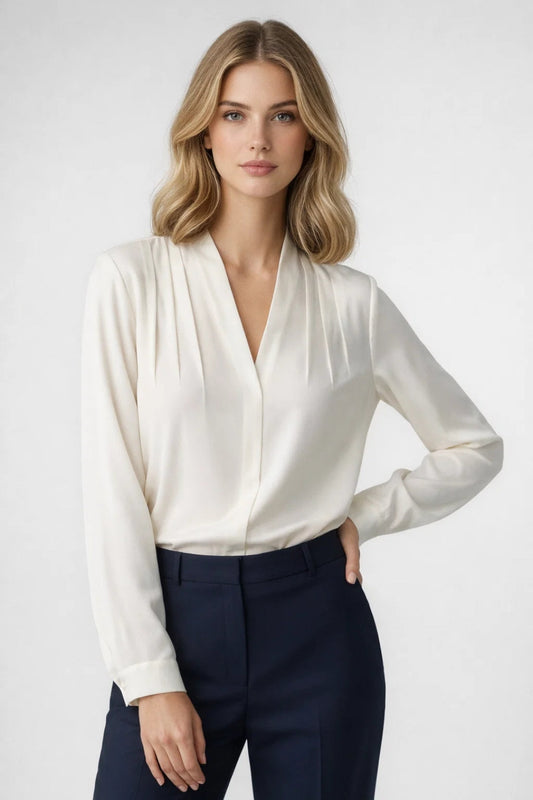 Lina Damenbluse – Eleganter V-Ausschnitt für Stil und Komfort 0