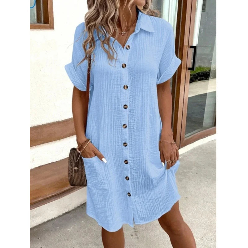 Lira Women's Elegant Midi Shirt Dress – Stylish Office and Summer Wear 1