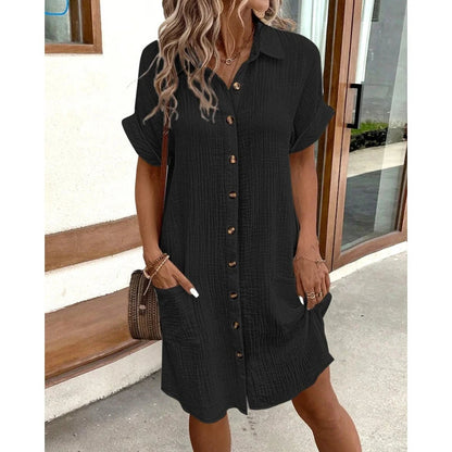 Lira Women's Elegant Midi Shirt Dress – Stylish Office and Summer Wear 4