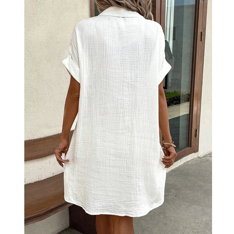 Lira Women's Elegant Midi Shirt Dress – Stylish Office and Summer Wear 6