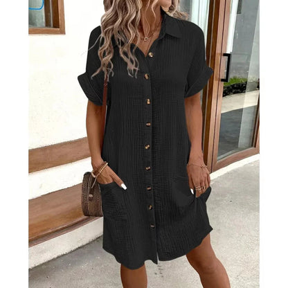 Lira Women's Elegant Midi Shirt Dress – Stylish Office and Summer Wear 7