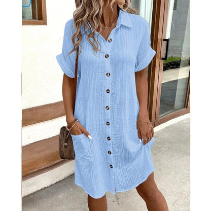 Lira Women's Elegant Midi Shirt Dress – Stylish Office and Summer Wear 8