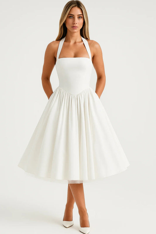 Lumi Damen Midikleid – Eleganter Neckholder für Festliche Anlässe 0