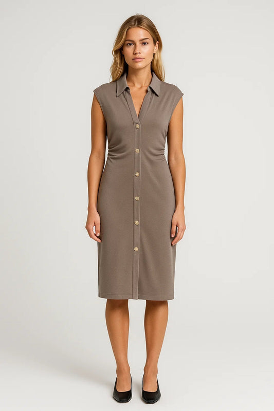 Lumi Damen Midikleid – Eleganter Schnitt mit Schlitz für Feste 0