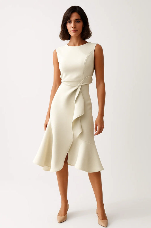 Lumi Damen Midikleid – Taillierter Schnitt mit Rüschen für festliche Anlässe 6