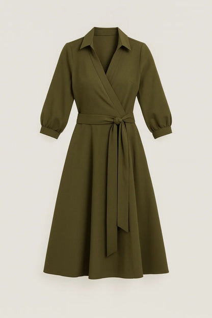 Lumi Damen Midikleid – Wickelstil mit Gürtel für Elegante Anlässe 1