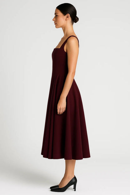 Luna Damen Midikleid – Eleganter Quadratischer Ausschnitt Für Festliche Anlässe 2
