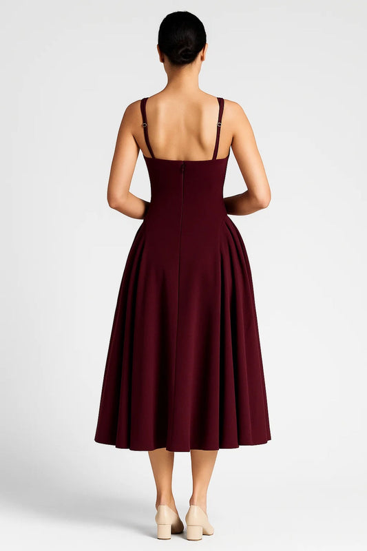 Luna Damen Midikleid – Eleganter Quadratischer Ausschnitt Für Festliche Anlässe 3