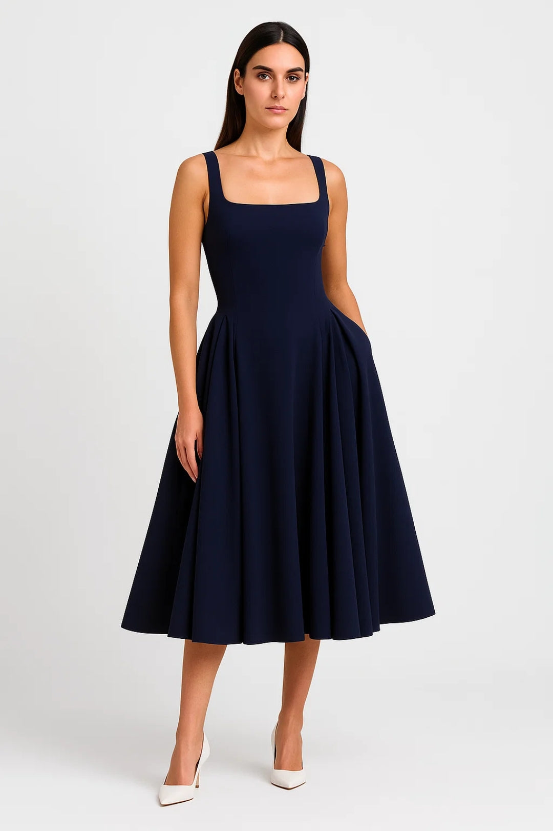 Luna Damen Midikleid – Eleganter Quadratischer Ausschnitt Für Festliche Anlässe 4