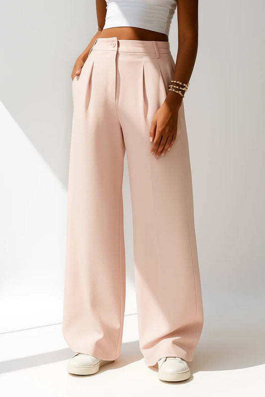 Luna Women's Chic Trousers – High-Waist Wide Leg Style 0
