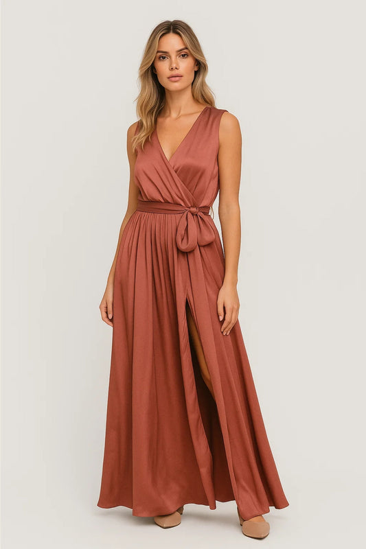 Luna Women's Elegant Maxi Dress – Flattering Wrap Design for Summer Events 0