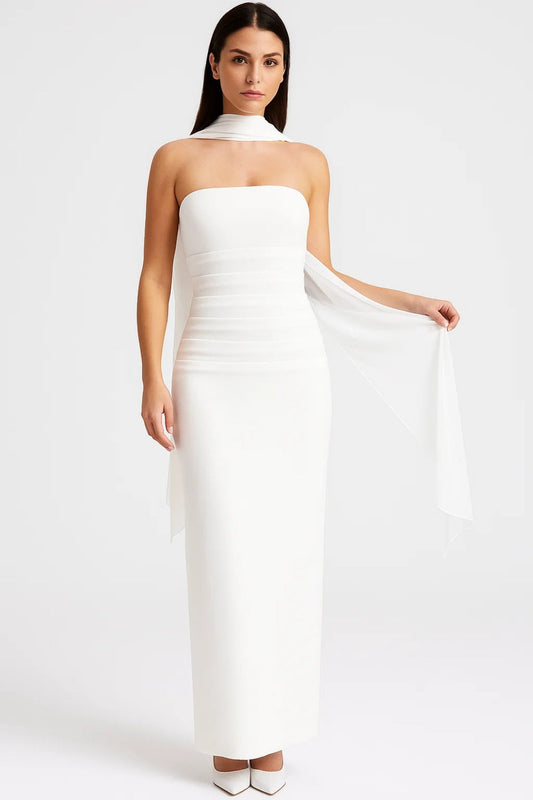 Luna Women's Elegant Maxi Dress – Strapless Design for Special Occasions 0