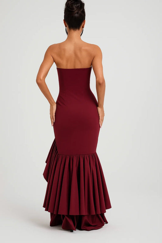 Luna Women's Elegant Maxi Dress – Strapless Ruffles for Glamour 3