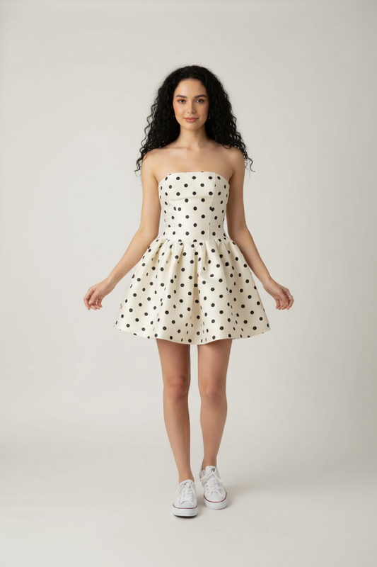 Luna Women's Polka Dot Summer Dress – Flattering Fitted Style for Elegant Gatherings 0