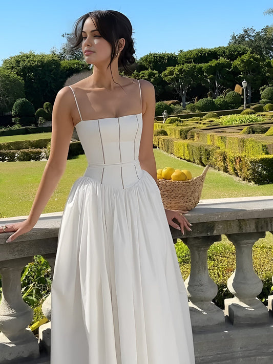 Luna Women's Strapless Pleated Maxi Dress – Flowy Elegant Gown for Summer Events 1
