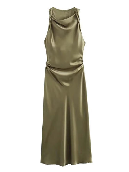 Luxe Women's Elegant Midi Dress – Chic Satin Slip for Summer Parties 1