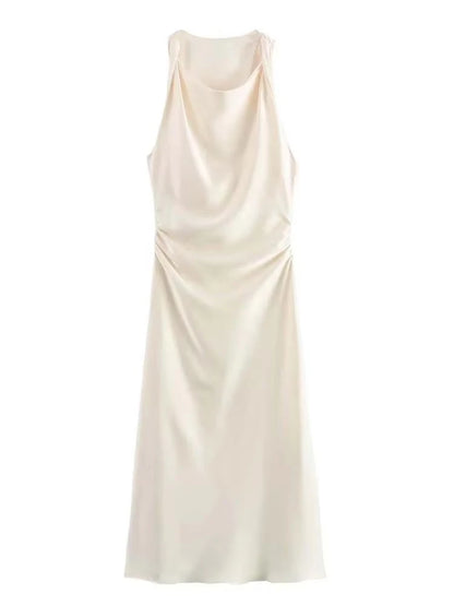 Luxe Women's Elegant Midi Dress – Chic Satin Slip for Summer Parties 3