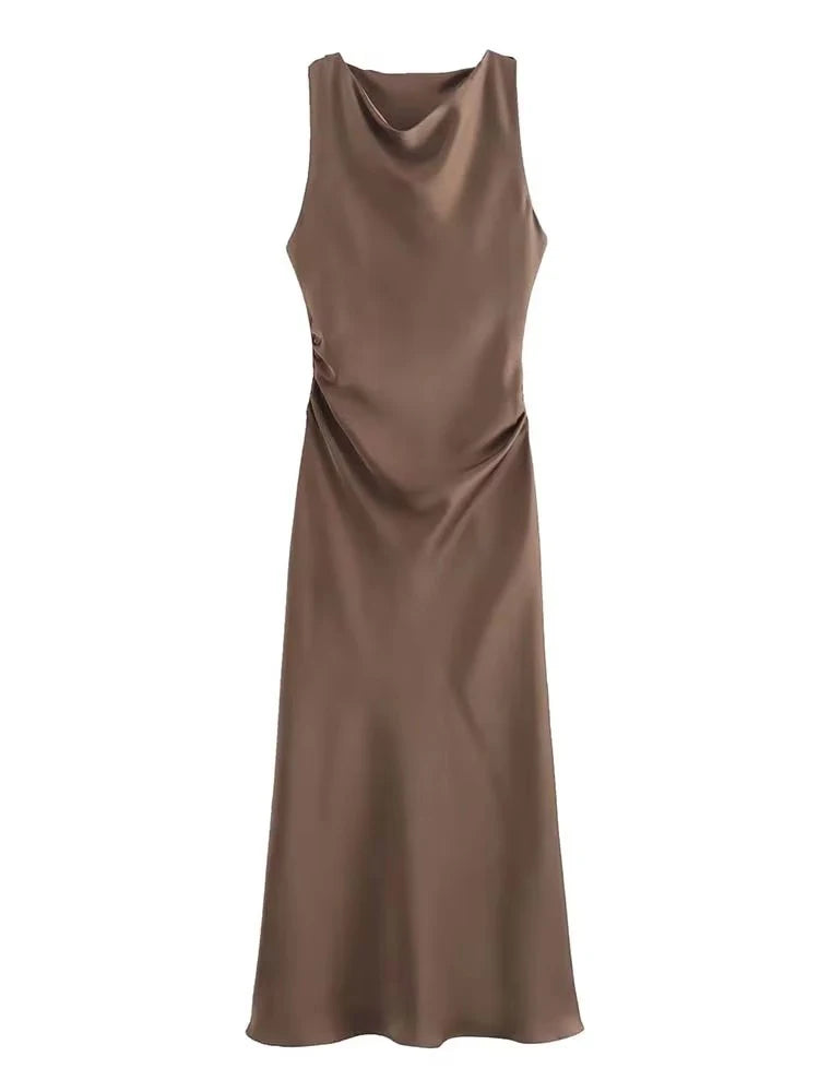 Luxe Women's Elegant Midi Dress – Chic Satin Slip for Summer Parties 4