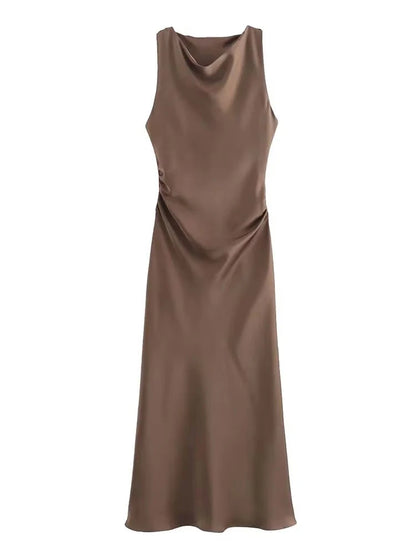 Luxe Women's Elegant Midi Dress – Chic Satin Slip for Summer Parties 4